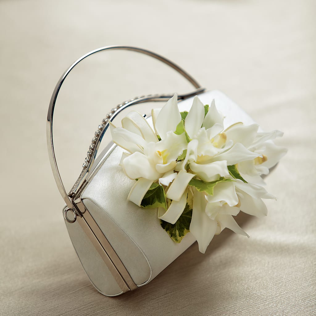 White Purse Decor – CARLOS BLOOMS & EVENTS, Garnerville NY