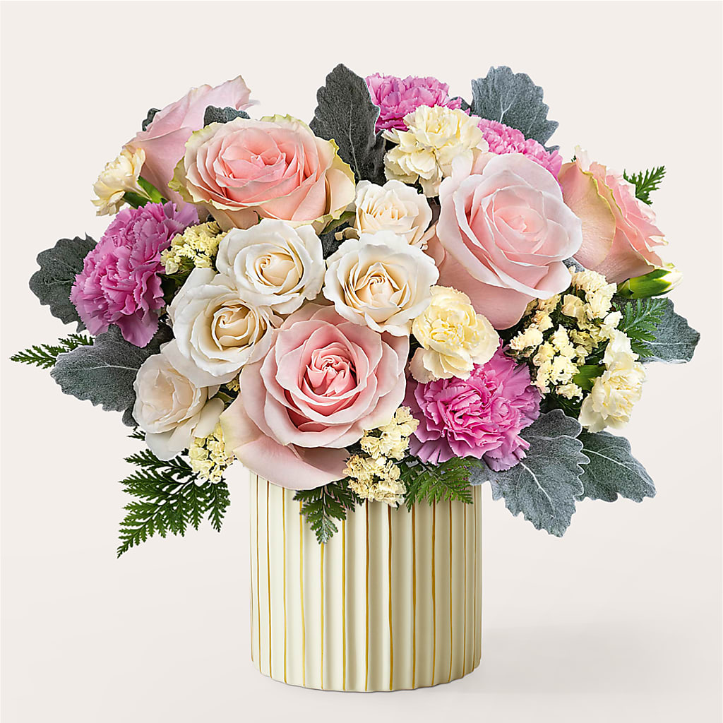 Blissful Moments Bouquet with Ivory Vase – CARLOS BLOOMS & EVENTS, Garnerville NY