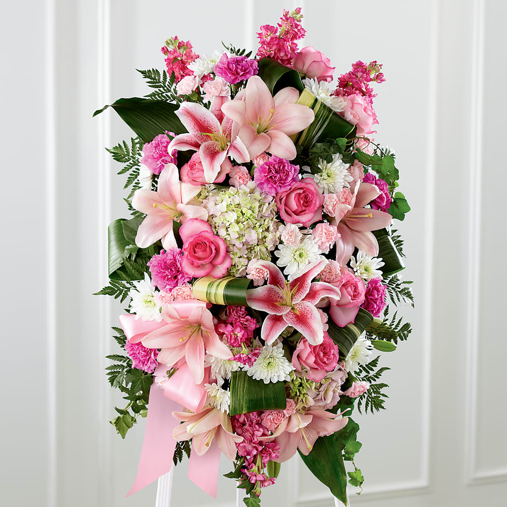 Comforting Standing Spray – CARLOS BLOOMS & EVENTS, Garnerville NY