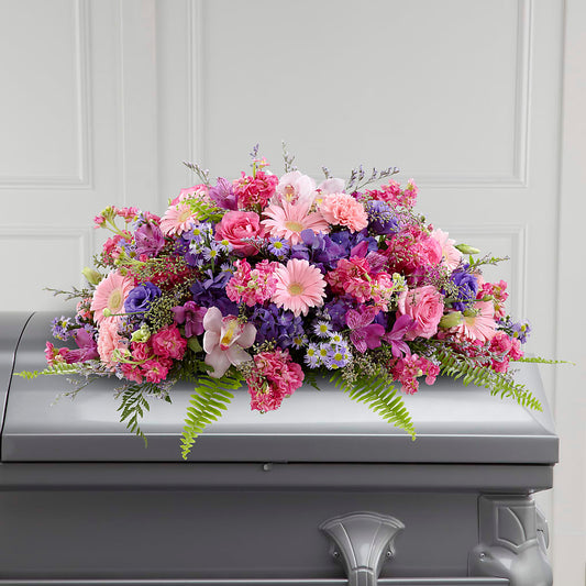 Glorious Garden Casket Spray – CARLOS BLOOMS & EVENTS, Garnerville NY