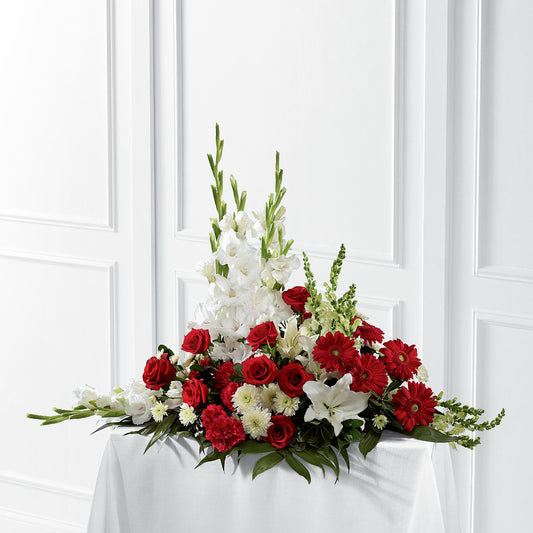 Crimson & White Arrangement – CARLOS BLOOMS & EVENTS, Garnerville NY
