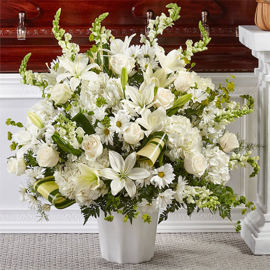 Thoughts of Tranquility Floor Basket – CARLOS BLOOMS & EVENTS, Garnerville NY