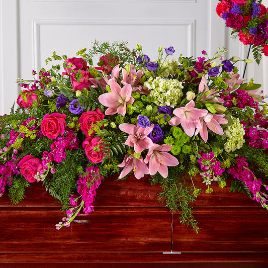 Radiant Tribute Casket Spray – CARLOS BLOOMS & EVENTS, Garnerville NY