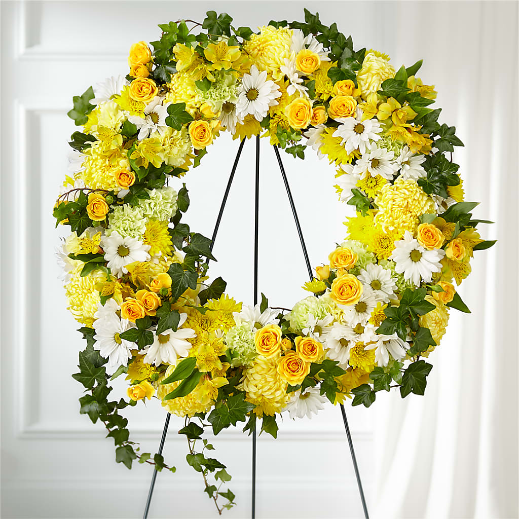 Golden Remembrance Wreath – CARLOS BLOOMS & EVENTS, Garnerville NY