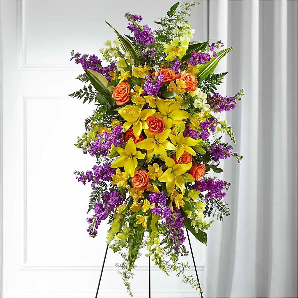 Thoughtful Prayers Standing Spray – CARLOS BLOOMS & EVENTS, Garnerville NY