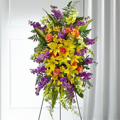 Thoughtful Prayers Standing Spray – CARLOS BLOOMS & EVENTS, Garnerville NY