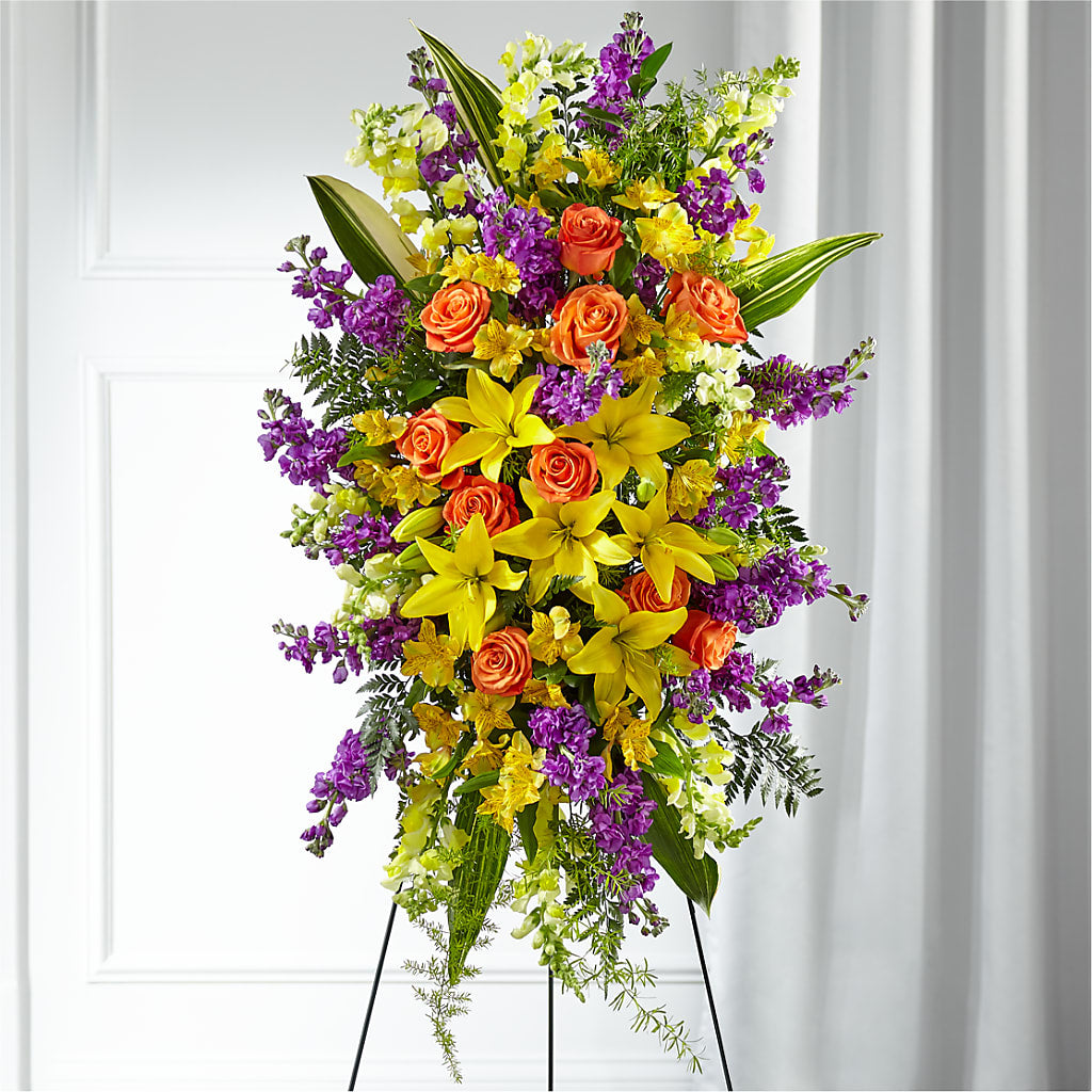 Thoughtful Prayers Standing Spray – CARLOS BLOOMS & EVENTS, Garnerville NY