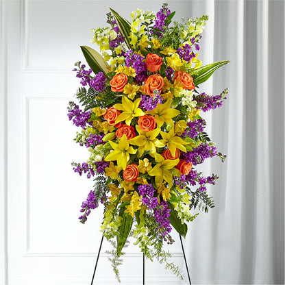 Thoughtful Prayers Standing Spray – CARLOS BLOOMS & EVENTS, Garnerville NY