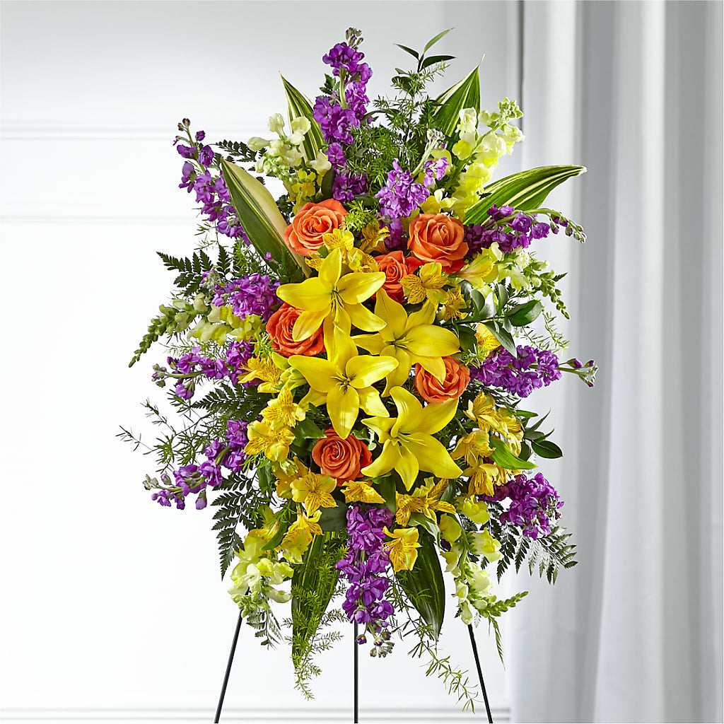 Thoughtful Prayers Standing Spray – CARLOS BLOOMS & EVENTS, Garnerville NY