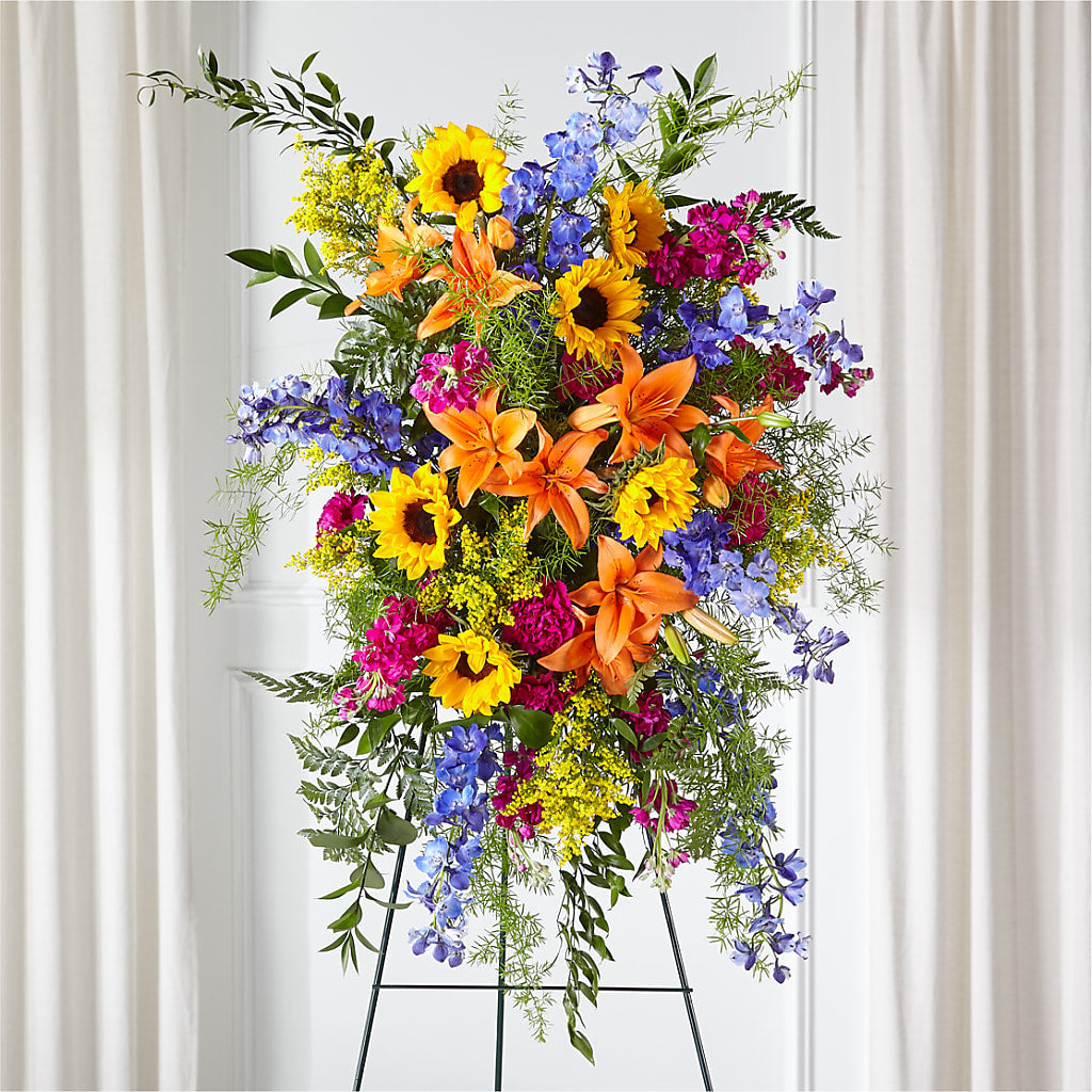 Sunlit Memories Standing Spray (Standard) – CARLOS BLOOMS & EVENTS, Garnerville NY