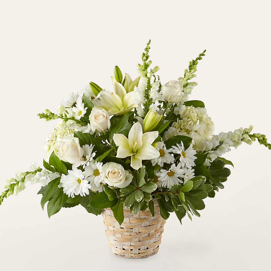 Ivory Elegance Floral Basket – CARLOS BLOOMS & EVENTS, Garnerville NY