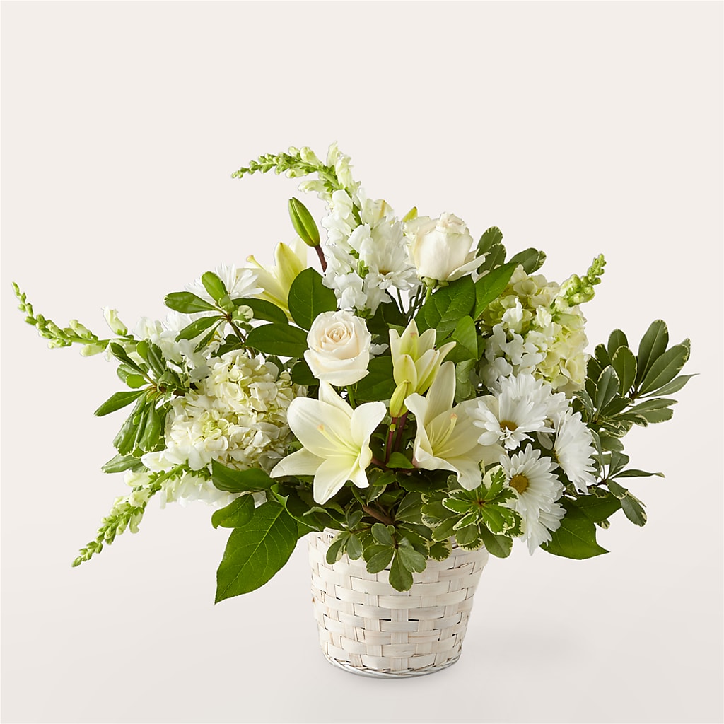 Ivory Elegance Floral Basket – CARLOS BLOOMS & EVENTS, Garnerville NY