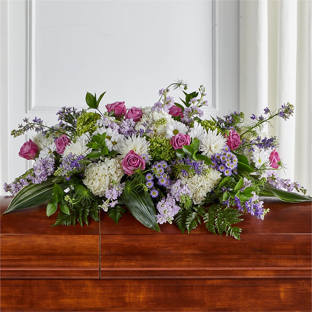 Meadows of Serenity Casket Spray – CARLOS BLOOMS & EVENTS, Garnerville NY