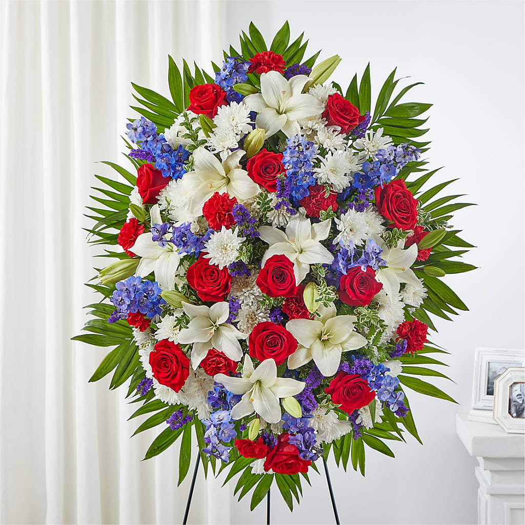 Cherished Service Standing Spray – CARLOS BLOOMS & EVENTS, Garnerville NY