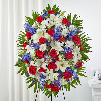 Cherished Service Standing Spray – CARLOS BLOOMS & EVENTS, Garnerville NY