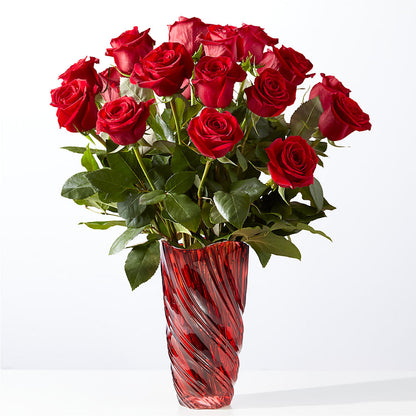 Classic Love Red Rose Bouquet with Luxe Swirl Vase – CARLOS BLOOMS & EVENTS, Garnerville NY