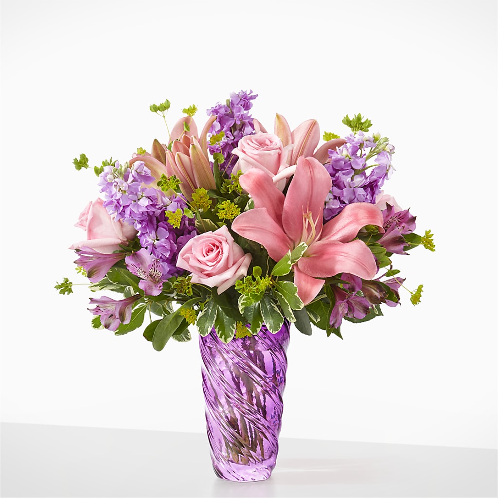 Precious Petals Bouquet with Luxe Swirl Vase – CARLOS BLOOMS & EVENTS, Garnerville NY