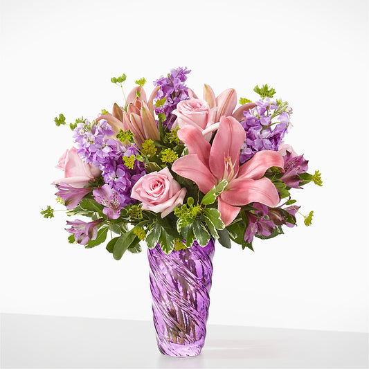 Precious Petals Bouquet with Luxe Swirl Vase – CARLOS BLOOMS & EVENTS, Garnerville NY