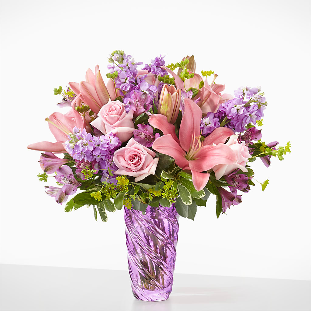 Precious Petals Bouquet with Luxe Swirl Vase – CARLOS BLOOMS & EVENTS, Garnerville NY