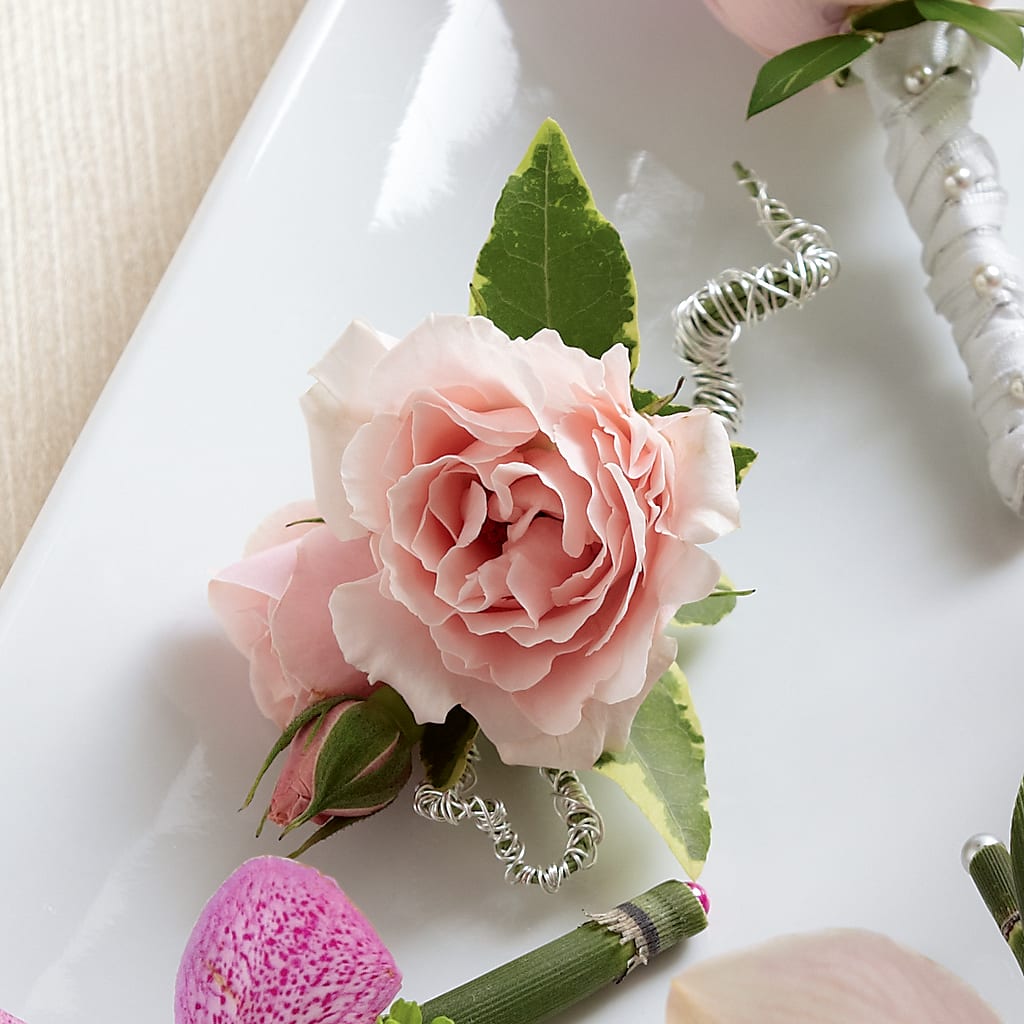 Pink Spray Rose Boutonniere – CARLOS BLOOMS & EVENTS, Garnerville NY