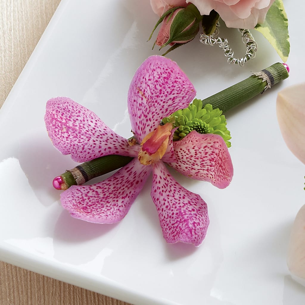 Pink Mokara Boutonniere – CARLOS BLOOMS & EVENTS, Garnerville NY