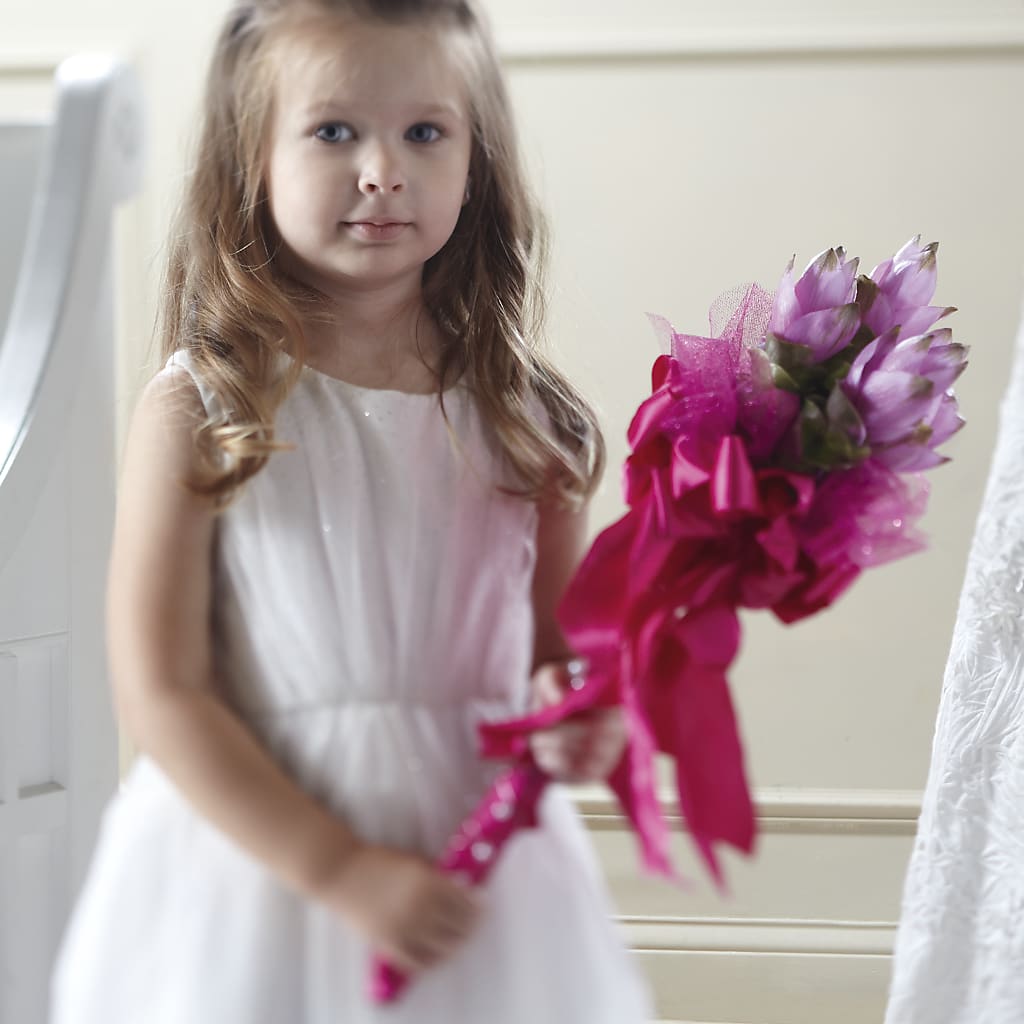 Sparkle Pink Flower Girl Bouquet – CARLOS BLOOMS & EVENTS, Garnerville NY
