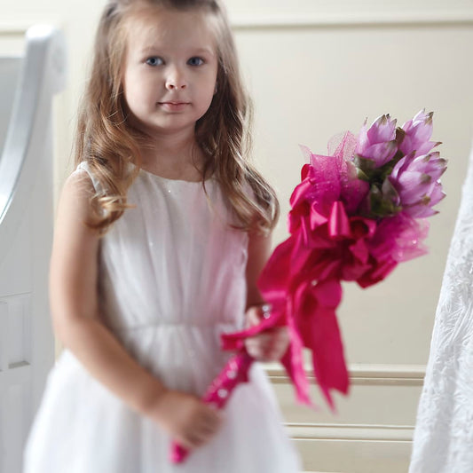 Sparkle Pink Flower Girl Bouquet – CARLOS BLOOMS & EVENTS, Garnerville NY